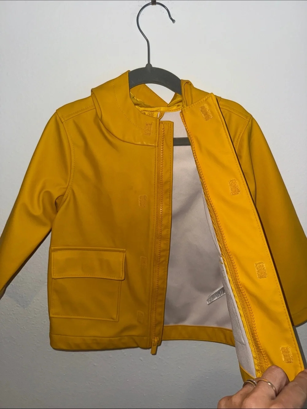 Old Navy Mustard Yellow Hooded Kids Raincoat